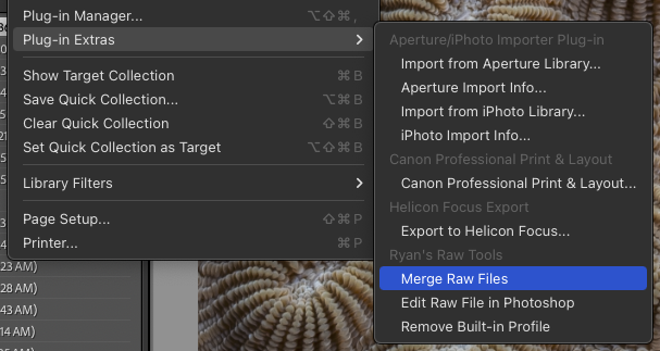 Plugin Extras menu